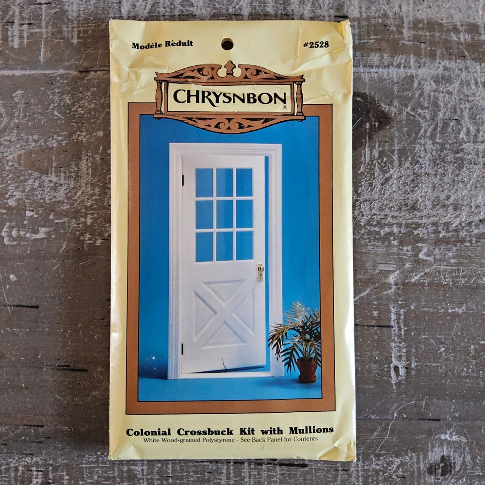 VTG Chrysnbon Colonial Crossbuck Door Kit White Wood-grained #2528 Dollhouse